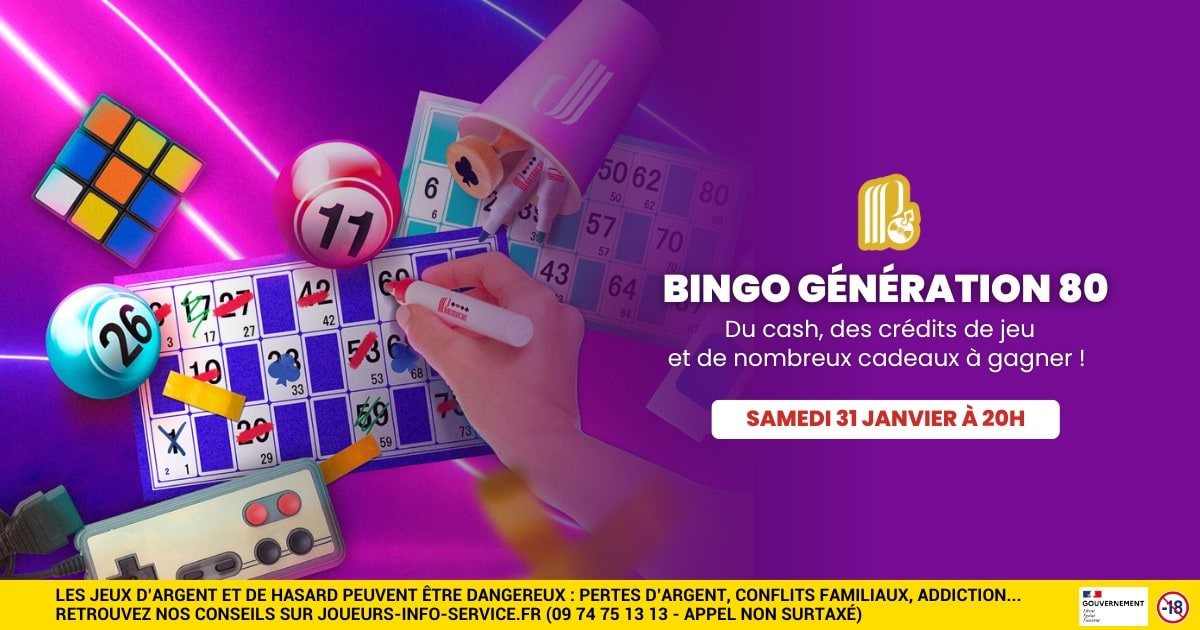 BINGO GÉNÉRATION 80 - SAMEDI 31 JANVIER